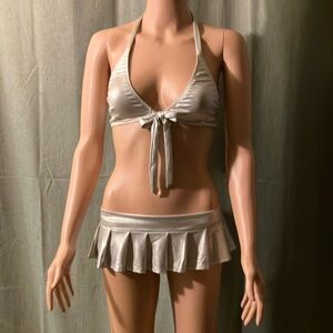 Sexy time 
2pc lingerie halter with matching mini skirt